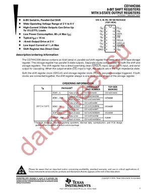 CD74HC595DWG4 datasheet  